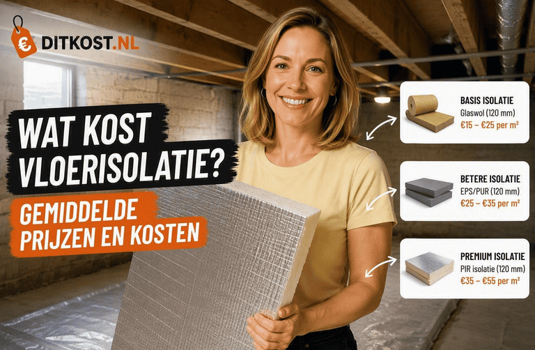 Wat kost vloerisolatie met gemiddelde prijzen voor glaswol, EPS/PUR en PIR-vloerisolatie.