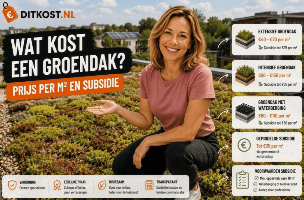 Wat kost een groendak? Prijs per m² en subsidie