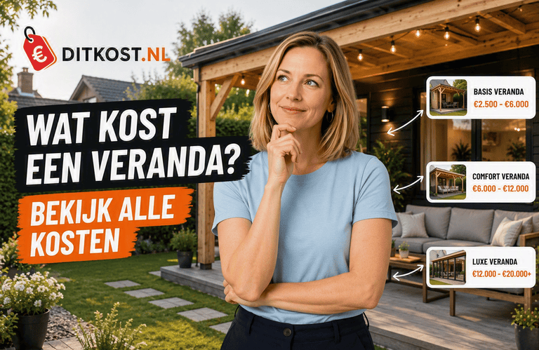 Wat kost een veranda? Moderne veranda aan huis met Sanne die geniet van de overkapping