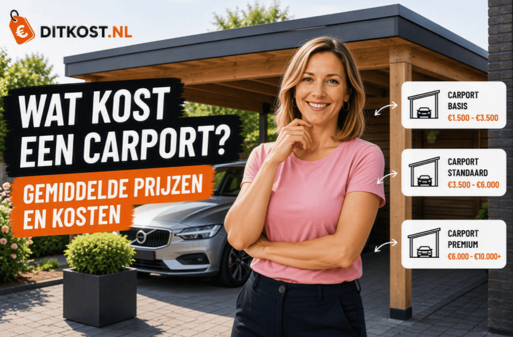 Wat kost een carport? Gemiddelde prijzen en kosten voor een houten of aluminium carport, inclusief prijsvoorbeelden voor verschillende uitvoeringen.
