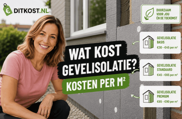 Wat kost gevelisolatie? Kosten per m² voor het isoleren van een buitengevel, inclusief gemiddelde prijzen voor verschillende isolatiesystemen.