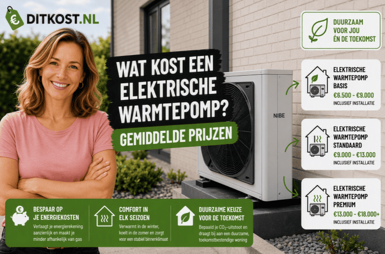 Wat kost een elektrische warmtepomp? Gemiddelde prijzen voor een volledig elektrische warmtepomp inclusief installatie en energiezuinig verwarmen zonder aardgas.