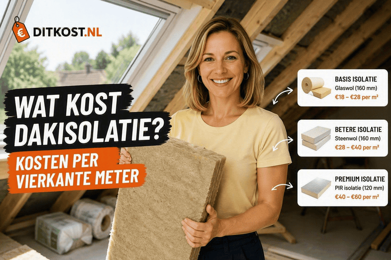 Wat kost dakisolatie met kosten per vierkante meter voor glaswol, steenwol en PIR-isolatie.