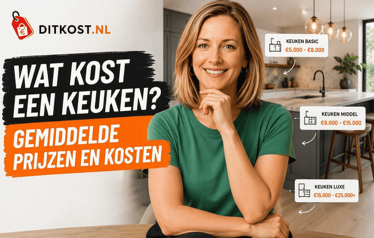 Wat kost keuken. Alt-tekst DitKost.nl toont gemiddelde kosten en prijsranges voor een keuken