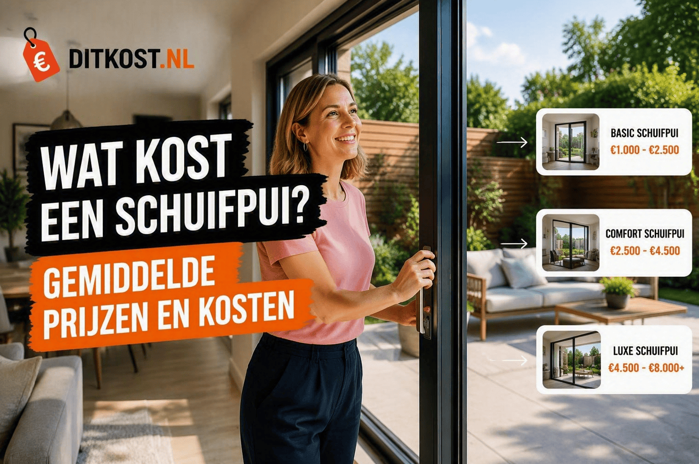 Wat kost een schuifpui met gemiddelde prijzen voor een basic, comfort en luxe schuifpui.