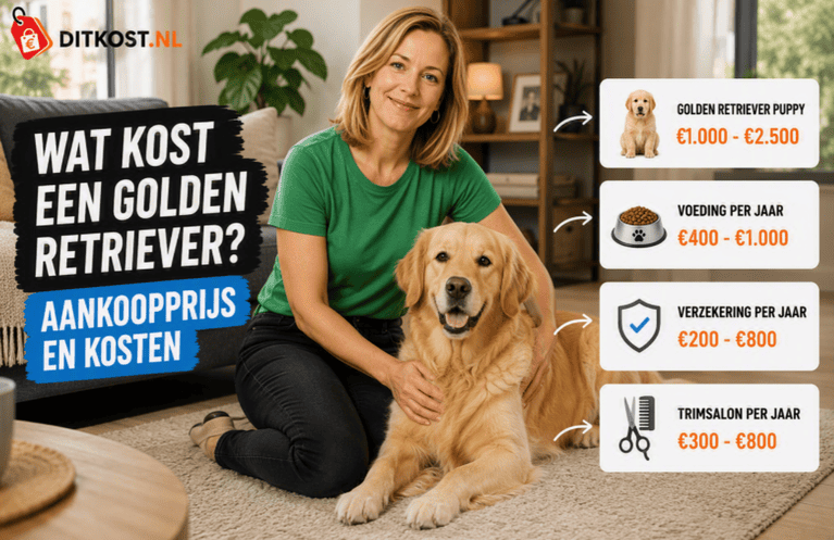 Wat kost een golden retriever? Overzicht van de aanschafprijs, voeding, verzekering en verzorgingskosten van een golden retriever.