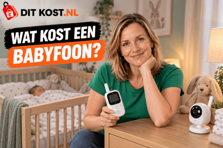 Wat kost een babyfoon? Babyfoon met camera en ouderunit in een babykamer.