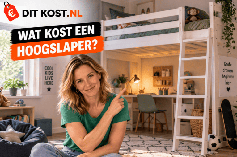 Wat kost een hoogslaper? Hoogslaper in een compleet ingerichte kinderkamer.