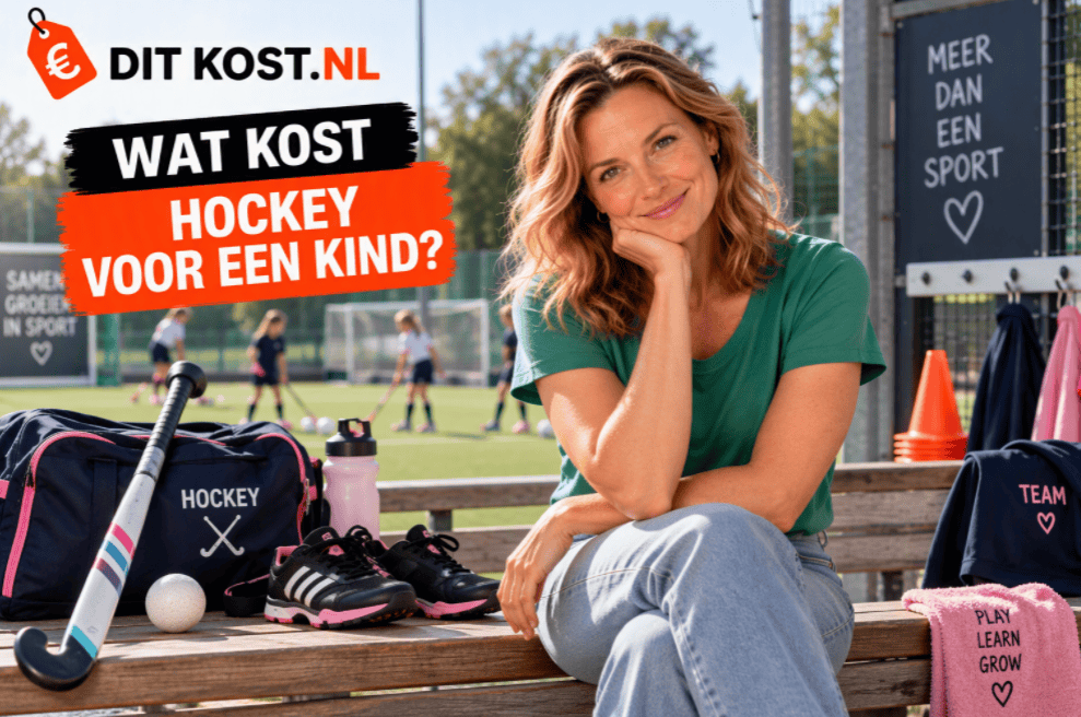 Wat kost hockey voor een kind? Hockeyspullen en hockeyuitrusting bij een hockeyveld.